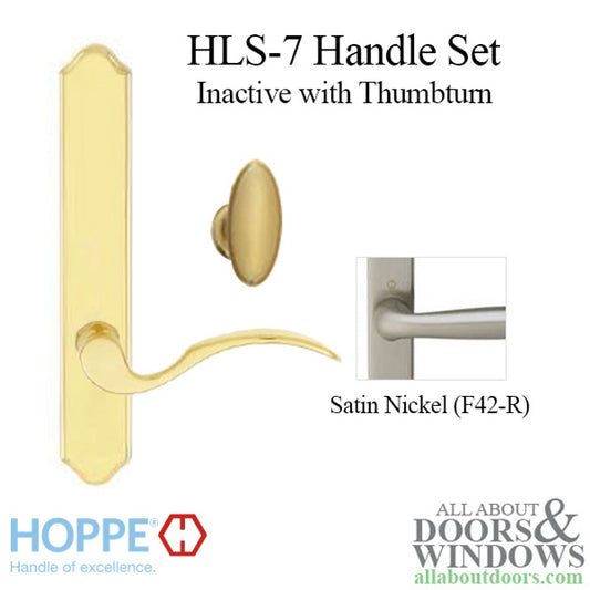 Hoppe HLS7 Handleset, Munchen, M112P/2172N, Non Keyed Inactive with Thumbturn, Satin Nickel
