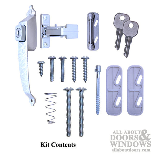 Discontinued - Keyed Tulip Stye Storm Door Handle Set with 1-3/4 Inch Screw Center - Aluminum - Discontinued - Keyed Tulip Stye Storm Door Handle Set with 1-3/4 Inch Screw Center - Aluminum