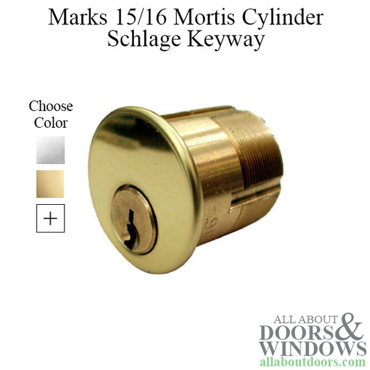 Marks Mortise Cylinder, 15/16 length - Brass or Satin Chrome