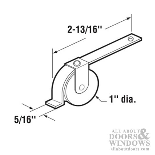 Straight Spring Tension Roller Assembly with 1 Inch Nylon Wheel for Academy Sliding Screen Door