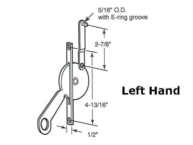 Jalousie/ Louver Window Operator, Lever, Universal, 4-13/16 inch - Jalousie/ Louver Window Operator, Lever, Universal, 4-13/16 inch