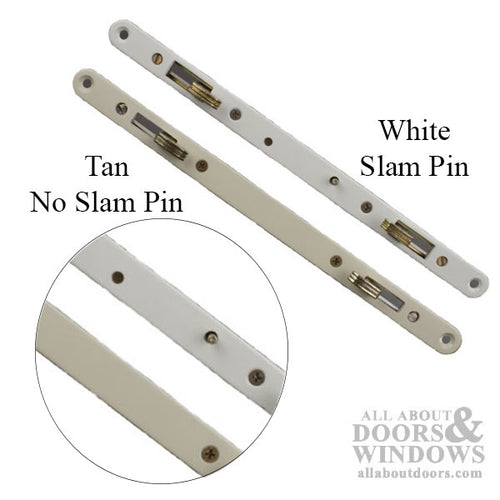 2- Hook Sliding door lock, 11-3/4 Face with Pin - Beige - 2- Hook Sliding door lock, 11-3/4 Face with Pin - Beige