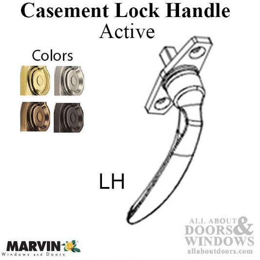 Marvin Push out Casement Lock Handle, Left Hand Active - Choose Color
