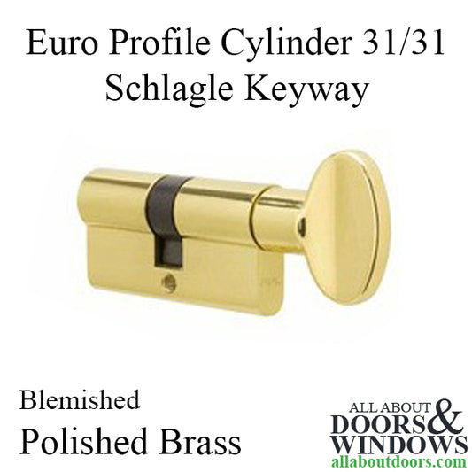 Blemished Euro Profile Cylinder 31/31, Schlage Keyway - Polished Brass