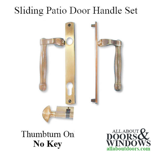 Blemished Hoppe Active Non-Keyed with Thumbturn, 574/392 Sliding Patio Door L-Handle - Antique Brass
