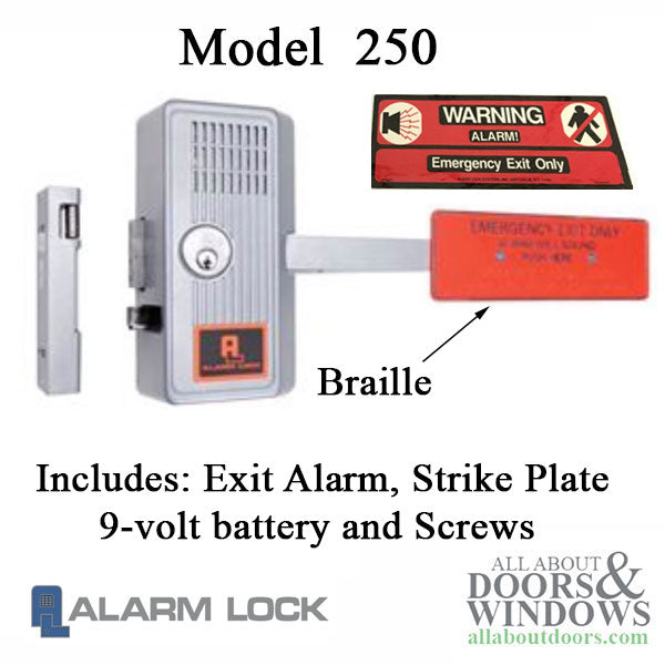 Alarm Lock 250x28  Exit Alarm w/ Paddle - Alarm Lock 250x28  Exit Alarm w/ Paddle