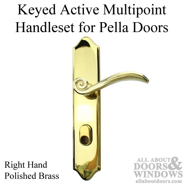 Elan Handle Set for Active Pella Door, Right - Polished Brass - Elan Handle Set for Active Pella Door, Right - Polished Brass