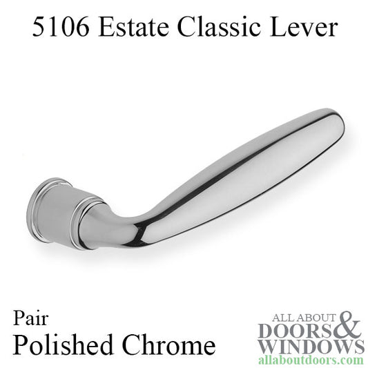 5106 Estate Class Lever Indoor Door, Pair - Polished Chrome