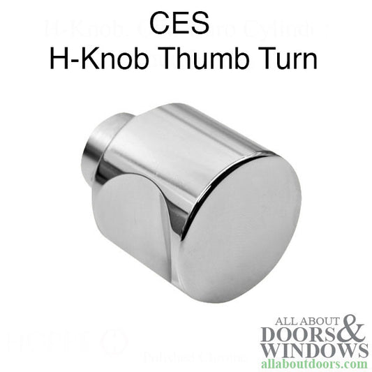 **No Longer Available*** H-Knob, CES Euro Cylinder Thumbturn - Polished Chrome