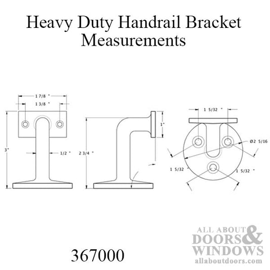 Heavy Duty Hand Rail Bracket, Solid Brass - Choose Color