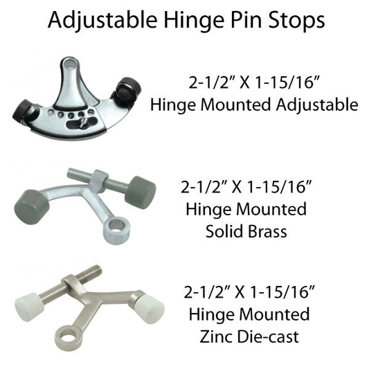 Zinc Die-Cast Hinge Pin Stop, Adjustable  - Choose Finish