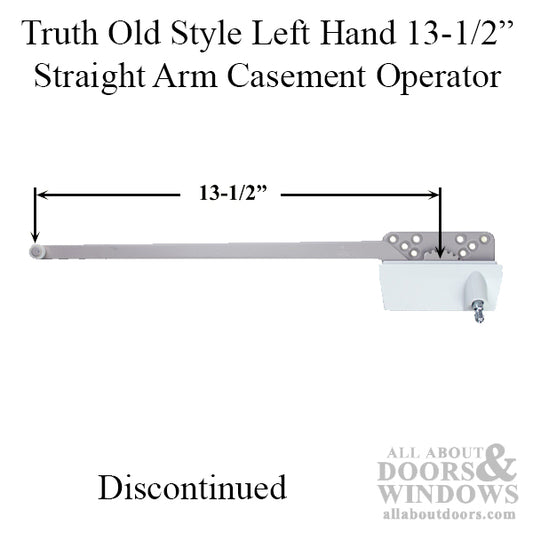 DISCONTINUED Old Style Left Hand 13-1/2 Inch Straight Arm Casement Operator - Choose Color