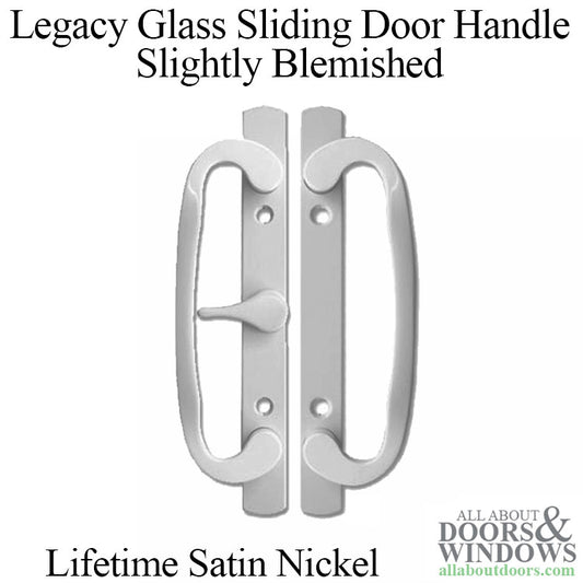 Blemished Legacy Sliding Glass Door Handle, CENTER Thumb Turn, 1-3/4 Door - Lifetime Satin Nickel