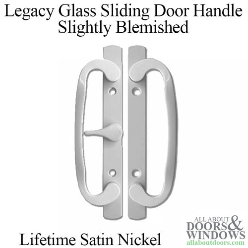 Blemished Legacy Sliding Glass Door Handle, CENTER Thumb Turn, 1-3/4 Door - Lifetime Satin Nickel - Blemished Legacy Sliding Glass Door Handle, CENTER Thumb Turn, 1-3/4 Door - Lifetime Satin Nickel