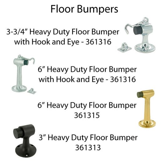 3-3/4'' Floor Mounted Bumper w/ Hook and Eye - Choose  Finish