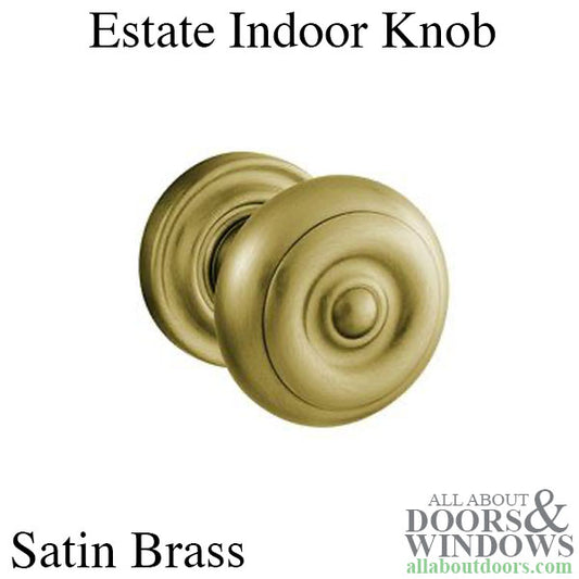 Estate Style Knob, Indoor - Satin Brass and Brown