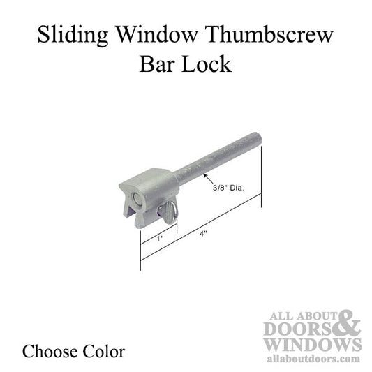 Sliding Window Thumbscrew Bar Lock - Choose Color