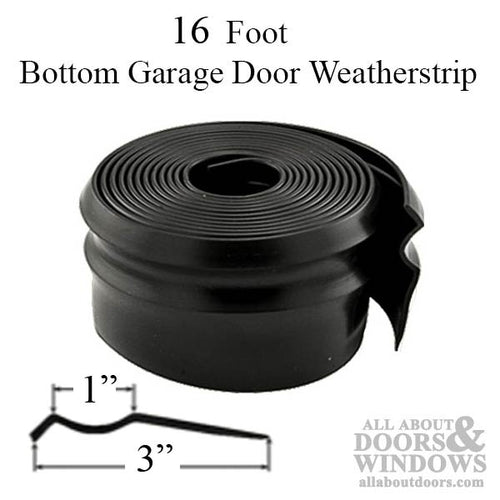 1-3/8 Inch Bottom Garage Door 16-Foot Weatherstrip - Black - 1-3/8 Inch Bottom Garage Door 16-Foot Weatherstrip - Black
