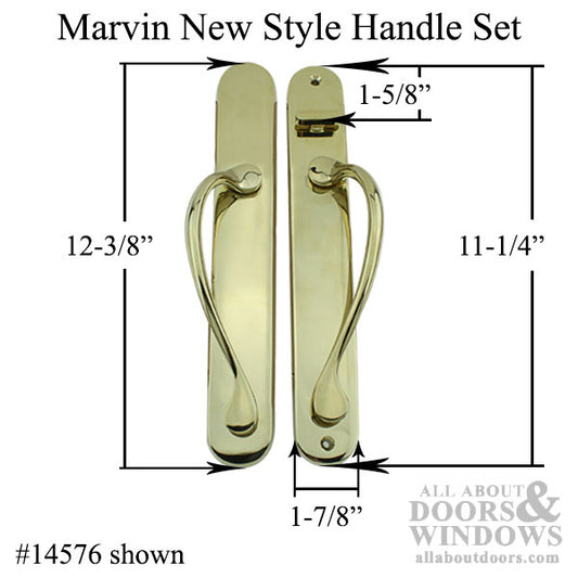 Marvin Sliding Door Wide Handle Set, Passive / Inactive, NO Key, NO Thumbturn, New Style - Polished Brass