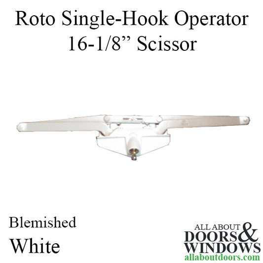 Blemished Roto Operator, 16-1/8" Scissor, Single Hook, White