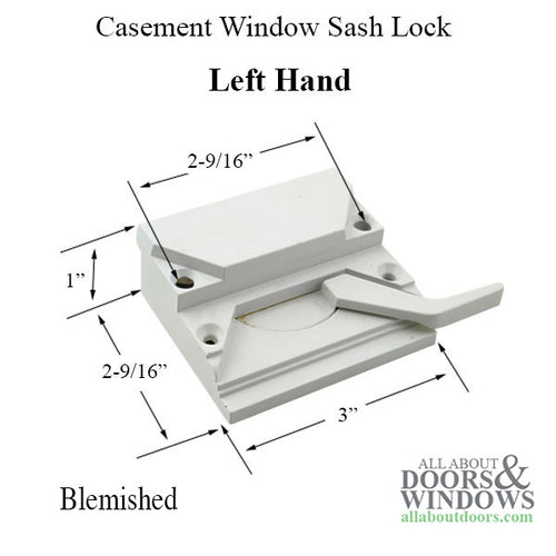 Peachtree Casement Window SASH LOCK, 4 Screw holes, 2-9/16 inch, left hand - Gold - Blemished - Peachtree Casement Window SASH LOCK, 4 Screw holes, 2-9/16 inch, left hand - Gold - Blemished