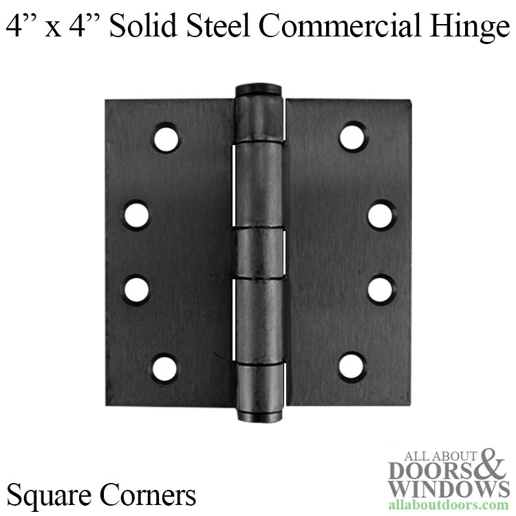 4 x 4 Inch Solid Steel, Square Corner, Commercial Hinges, 3 Pack - Antique Nickel - 4 x 4 Inch Solid Steel, Square Corner, Commercial Hinges, 3 Pack - Antique Nickel