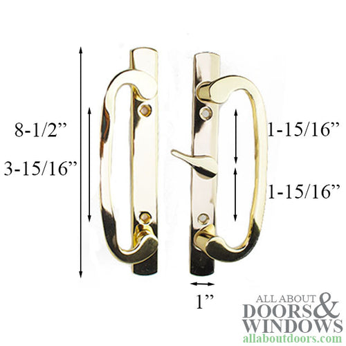 Blemished Legacy Sliding Glass Door Handle, Center Thumb Turn, Non-Keyed - Plated Polished Brass - Blemished Legacy Sliding Glass Door Handle, Center Thumb Turn, Non-Keyed - Plated Polished Brass