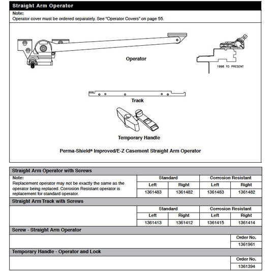 Andersen Window Straight Arm Operator Channel / Track, Straight Arm - R