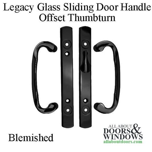 Blemished - Legacy Glass Sliding Door Handle, Offset Thumb Turn - Black