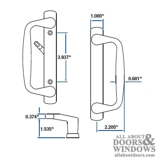 Peachtree Prado Slidng Glass Door Handles, KEYED-Bronze