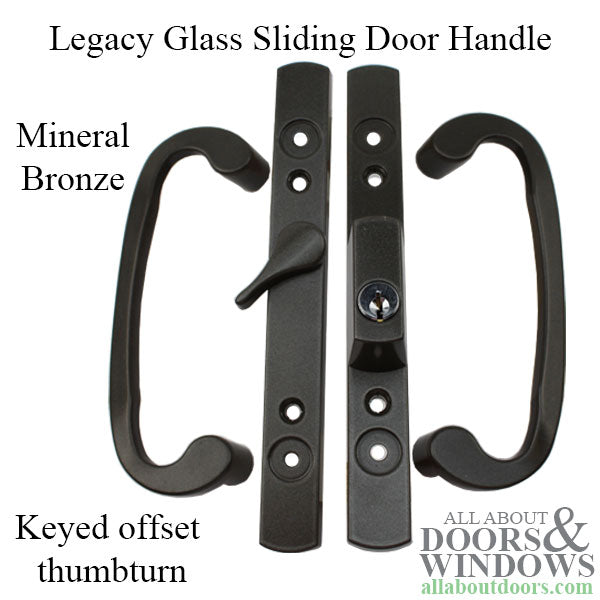 Legacy Glass Sliding Door Handle, Keyed OFFSET Thumbturn - Mineral Bronze - Legacy Glass Sliding Door Handle, Keyed OFFSET Thumbturn - Mineral Bronze