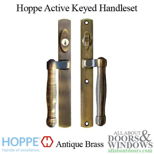 Hoppe HLS 9000 Sliding Door Handle-Set, M574/2165N Active Keyed - Antique Brass