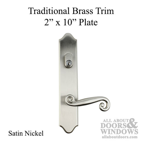 Keyed Active, 2 x 10 inch, American Cylinder Traditional Brass Handleset, Rustic Lever, Satin Nickel - Keyed Active, 2 x 10 inch, American Cylinder Traditional Brass Handleset, Rustic Lever, Satin Nickel