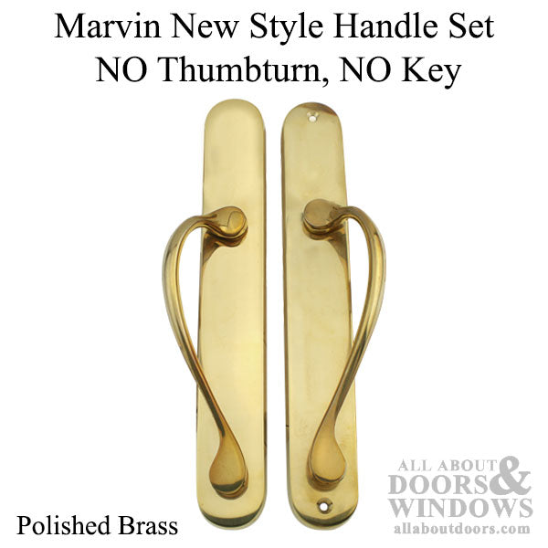 Marvin Sliding Door Wide Handle Set, Passive / Inactive, NO Key, NO Thumbturn, New Style - Polished Brass - Marvin Sliding Door Wide Handle Set, Passive / Inactive, NO Key, NO Thumbturn, New Style - Polished Brass