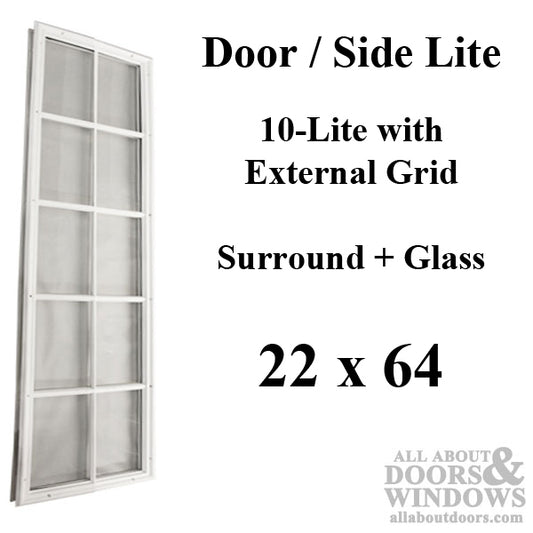 Therma-Tru 22 x 64 x 1/2 10-Lite External Grid, Clear Glass