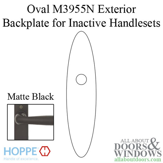 HOPPE Oval Exterior Backplate M3955N for Inactive Handlesets - Matte Black