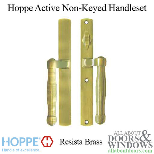 Hoppe HLS 9000 Sliding Door Handle-Set, M574/2165N Active Non-Keyed - Resista Brass