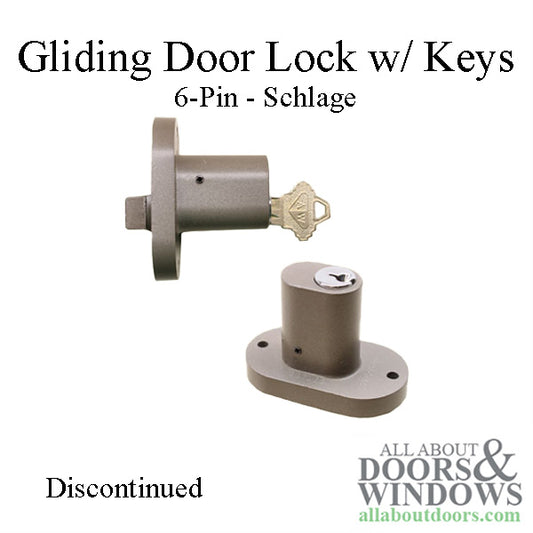 Andersen Perma-Shield 3-Panel Gliding Door Exterior Lock w/ Keys, 6 Pin - Stone