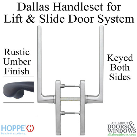 Dallas Handleset for Active Lift and Slide Door System, Keyed Both Sides - Rustic Umber