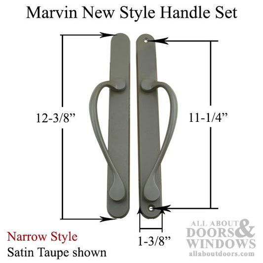 Marvin Sliding Door Narrow Handle Set, Passive / Inactive, NO Key, NO Thumbturn, New Style - Satin Taupe