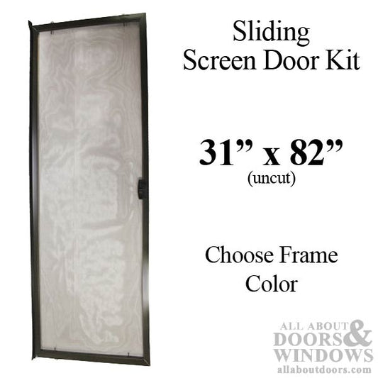 Sliding Screen Door Kit,  31" x 82" Aluminum Frame - Choose Color