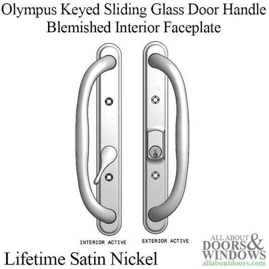 Blemished Olympus Keyed Handle OFFSET Thumb, Sliding Patio Door - PVD Satin Nickel