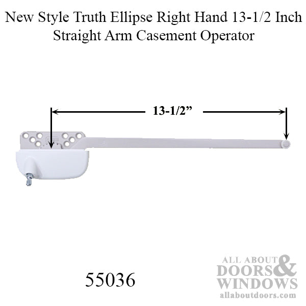 Blemished - Truth 13-1/2 Ellipse Straight Arm Casement Operator, Right Hand  - White - Blemished - Truth 13-1/2 Ellipse Straight Arm Casement Operator, Right Hand  - White