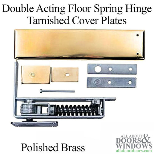 Tarnished Double Acting Floor Spring Hinge, 1-3/4 door - Polished Brass - Tarnished Double Acting Floor Spring Hinge, 1-3/4 door - Polished Brass