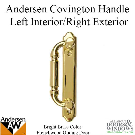 Andersen Frenchwood Gliding Door - Handle - Covington - Left Interior/Right Exterior - Bright Brass