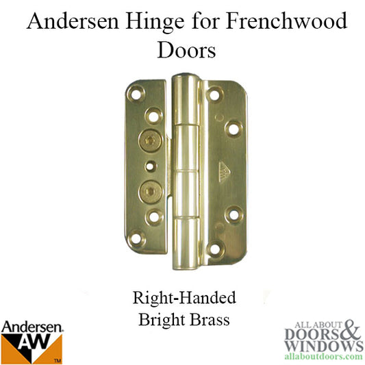 Discontinued - Andersen 1992-2005 Frenchwood door Hinge -  Right Hand - Bright Brass