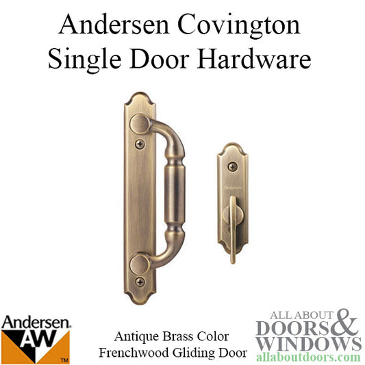 Andersen Frenchwood Gliding Door Trim Hardware, Covington, 2 Panel Interior and Exterior  - Antique Brass