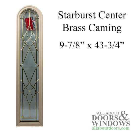 Round Glass Door lite, Starburst Center, wavy glass, Brass Caming