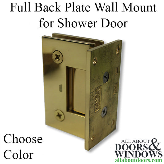 Wall Mount Full Back Plate 2 x 3-1/2" Standard Shower Door Hinge - Choose Color