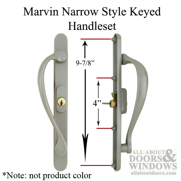 Marvin Active Keyed, Narrow Sliding Door Handle, Center Thumb - PVD Polished Brass - Marvin Active Keyed, Narrow Sliding Door Handle, Center Thumb - PVD Polished Brass